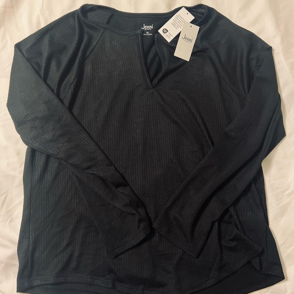 Jenni Intimates Black Ribbed Sleep Ph Top size XL NWT - Picture 3 of 3